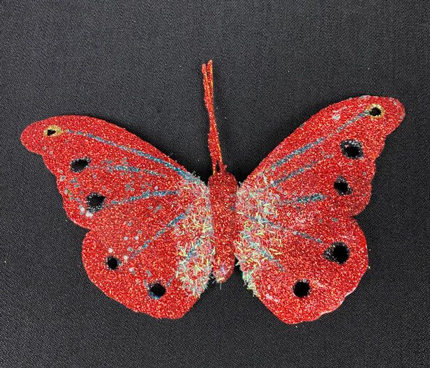Punainen koristeperhonen, glitter