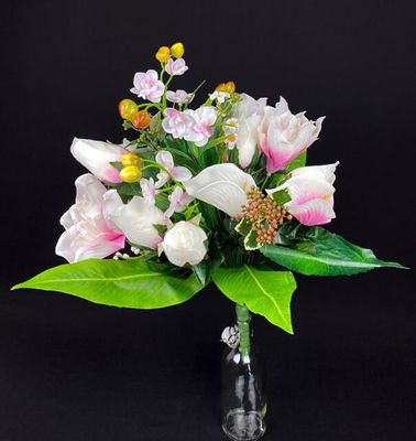 Magnolia tekokukkakimppu, viininpunainen/kerma