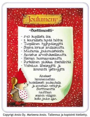 Magneetti: siilin joulumeny