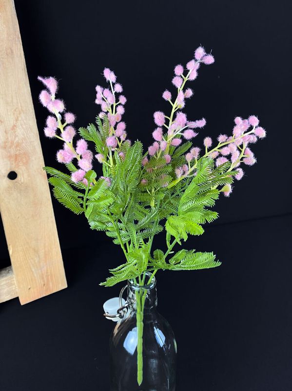 Mimosa tekokukkakimppu, vaaleanpunainen