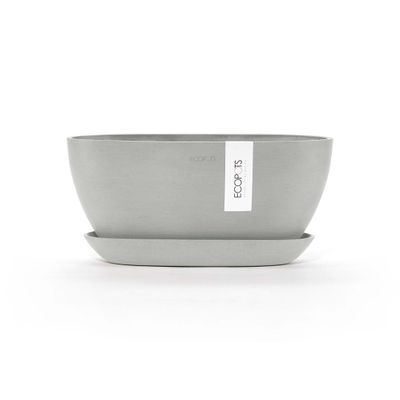 Kukkaruukku Sofia 30cm valkoharmaa &amp; aluslautanen