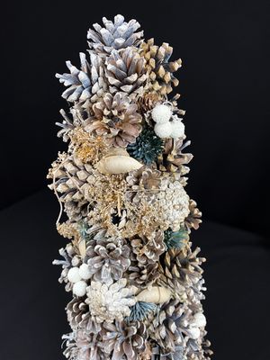 Käpykuusi 43cm, ruskea/valkoinen