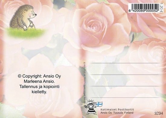 Kortti Marleena Ansio: siili onnittelukortti