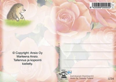 Kortti Marleena Ansio: siili onnittelukortti