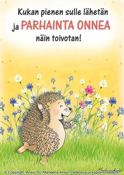 Kortti Marleena Ansio: Onnitteleva siili