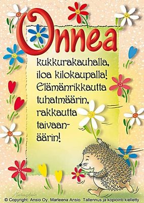 Kortti Marleena Ansio: Onnitteleva siili
