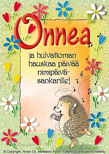 Kortti Marleena Ansio: siilin nimipäiväonnittelu