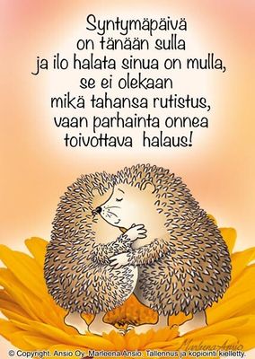 Kortti Marleena Ansio: syntymäpäivän halaus - siilit
