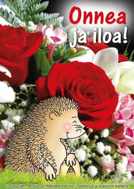 Kortti Marleena Ansio: siili ja kukat