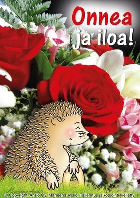 Kortti Marleena Ansio: siili ja kukat
