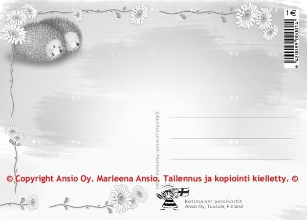 Kortti Marleena Ansio: suloiset siilit kukan alla