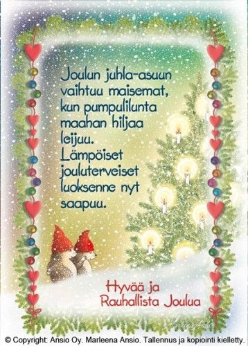 Joulukortti Marleena Ansio: siilit