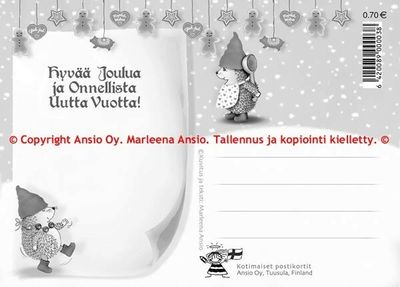 Joulukortti Marleena Ansio: siilin jouluohjelma