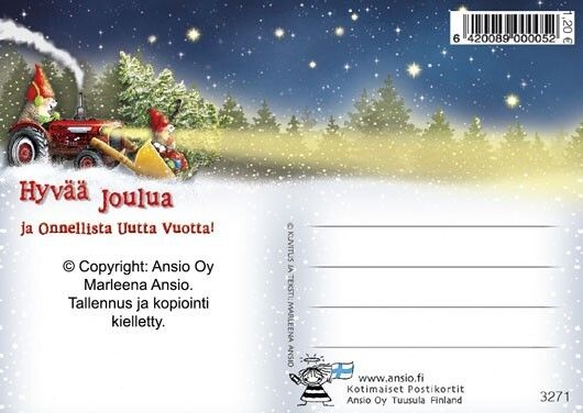 Joulukortti Marleena Ansio: siilit nuotion loimussa