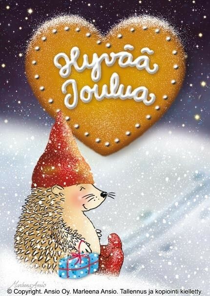Joulukortti Marleena Ansio: siili