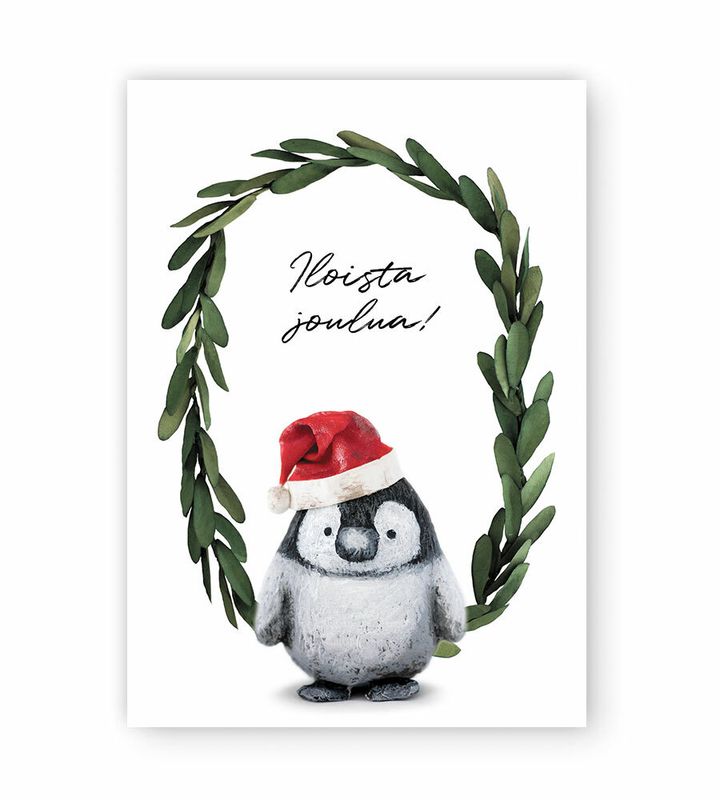 Joulukortti Pipsa-pingviini