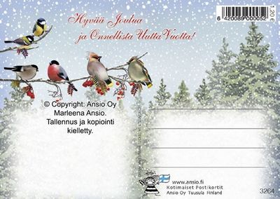 Joulukortti Marleena Ansio: punatulkut