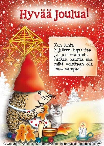 Joulukortti Marleena Ansio: siili