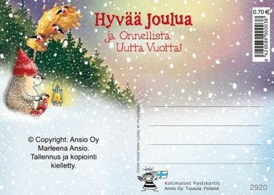 Joulukortti Marleena Ansio: siili