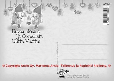 Joulukortti Marleena Ansio: siilien jouluhetki