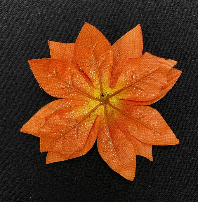 Joulutähti kimaltava tekokukkapää, oranssi