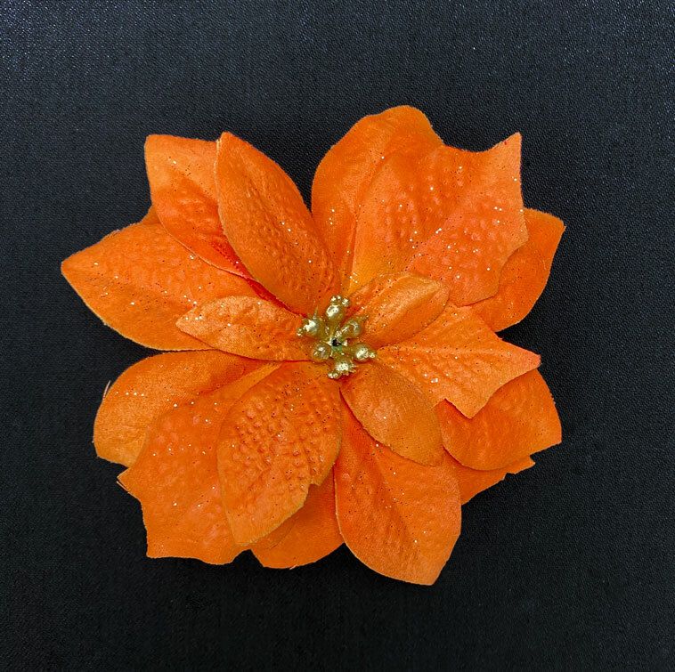 Joulutähti kimaltava tekokukkapää, oranssi