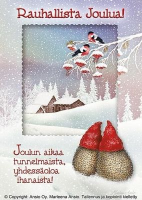 Joulukortti Marleena Ansio: siilipariskunta