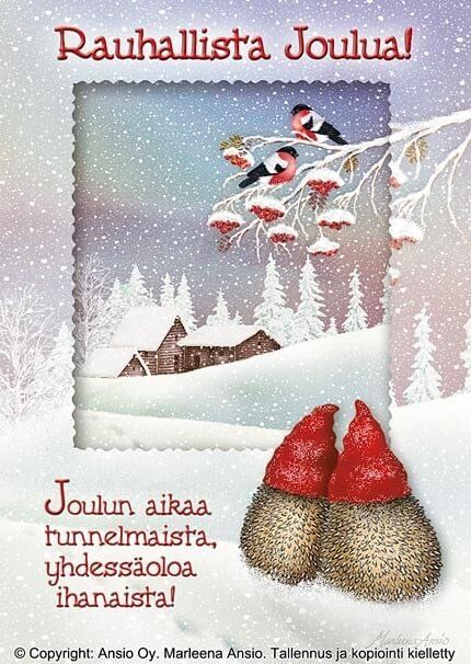 Joulukortti Marleena Ansio: siilipariskunta