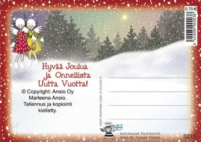 Joulukortti Marleena Ansio: piirrosenkelit