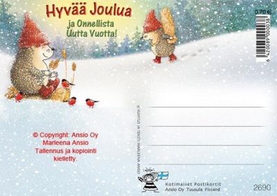 Joulukortti Marleena Ansio: siilipariskunta