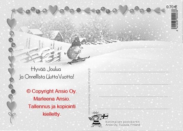 Joulukortti Marleena Ansio: siilit