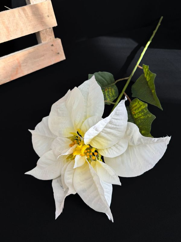 Joulutähti tekokukka 80cm, kerma