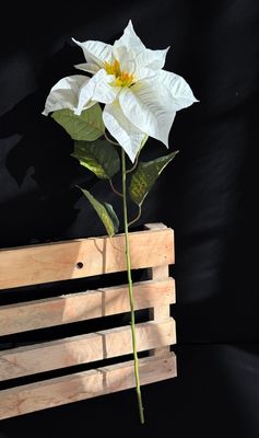 Joulutähti tekokukka 80cm, kerma