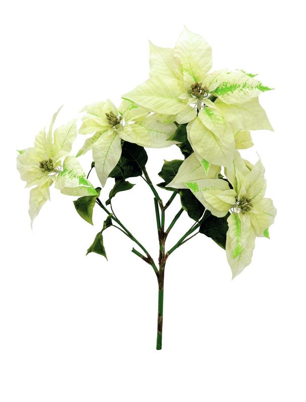 Joulutähti tekokukkaoksa 60cm, kerma