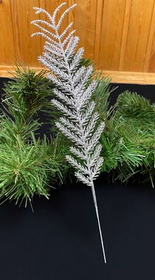Kapea saniaisen tekolehti, hopea glitter