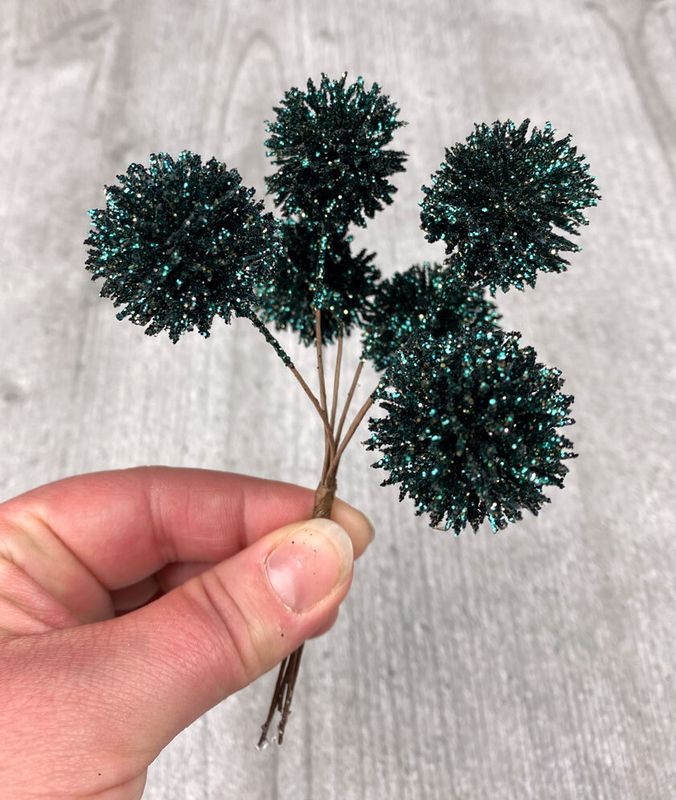 Glitteroksa pallo 6kpl, vihreä