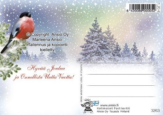 Joulukortti Marleena Ansio: ihanat pikkulinnut