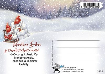 Joulukortti Marleena Ansio: iloinen kissa