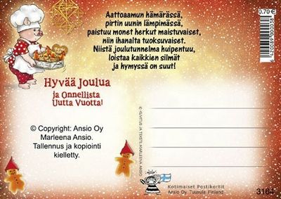 Joulukortti Marleena Ansio: leipuripossu