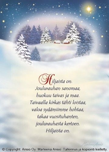 Joulukortti Marleena Ansio: jouluinen maisema
