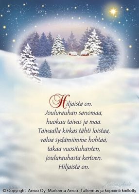 Joulukortti Marleena Ansio: jouluinen maisema