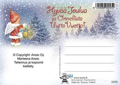 Joulukortti Marleena Ansio: enkelilapset