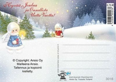 Joulukortti Marleena Ansio: enkeli