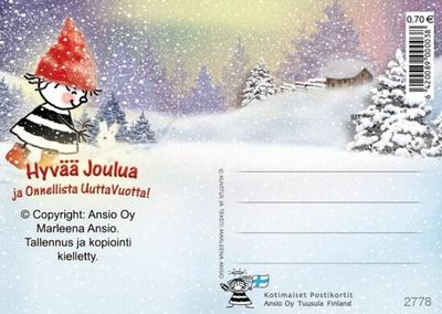 Joulukortti Marleena Ansio: joulukaveri pupun kanssa
