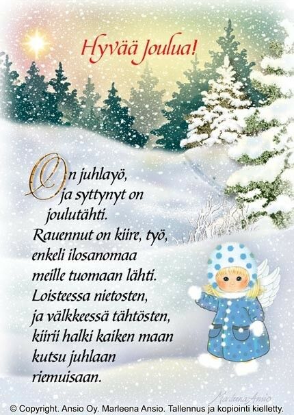 Joulukortti Marleena Ansio: enkeli