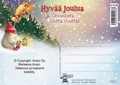Joulukortti Marleena Ansio: Siili &amp; puput