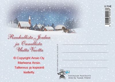 Joulukortti Marleena Ansio: jouluinen maisema