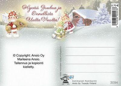 Joulukortti Marleena Ansio: enkelit