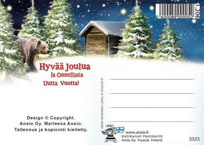 Joulukortti Marleena Ansio: joulukarhu