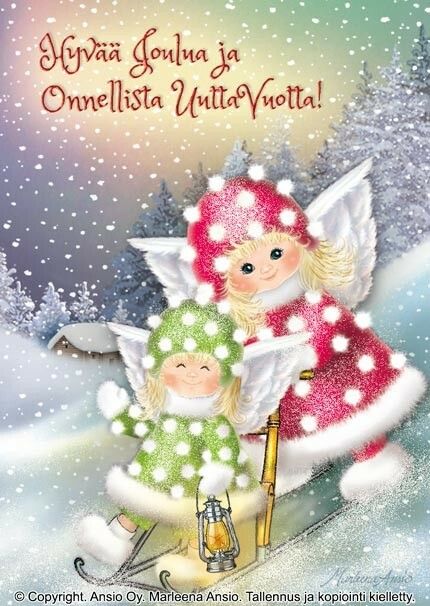 Joulukortti Marleena Ansio: enkelit